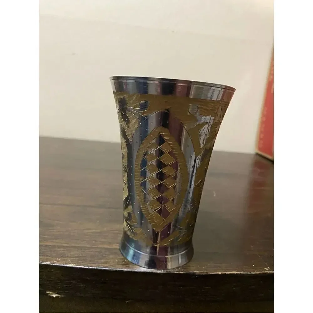 Handcrafted silver gold finished brass cup